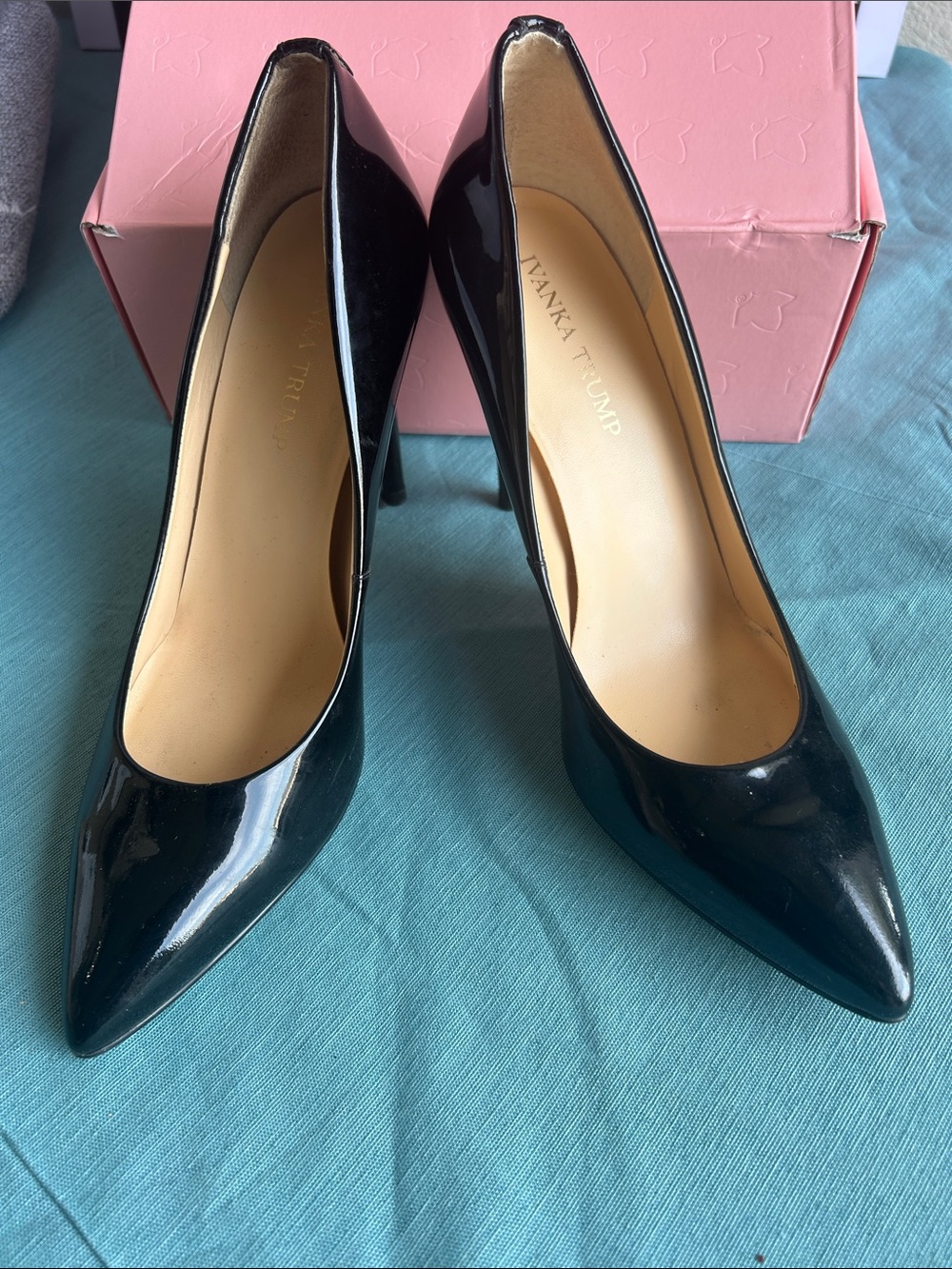 Ivanka Trump Black Patent Pointed Toe Pumps